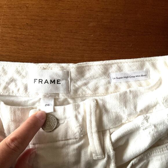 Frame Denim Le Super High Crop Mini Boot Au Natural Destruct Sz 26 Jeans Pants - Picture 7 of 10